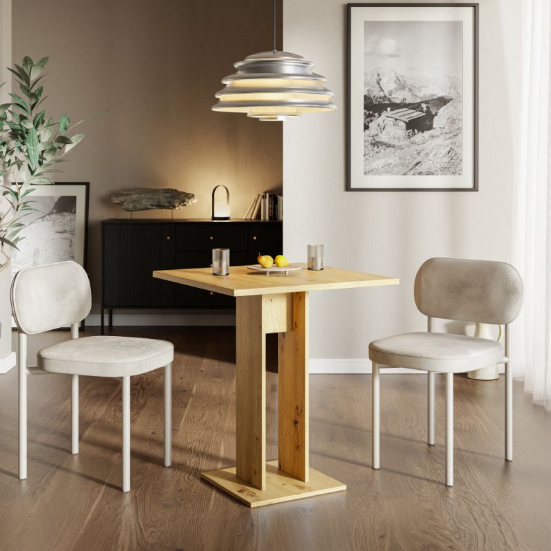 Jedálenský stôl, 67,5x67,5 cm, DTD, dub wotan, EVERET