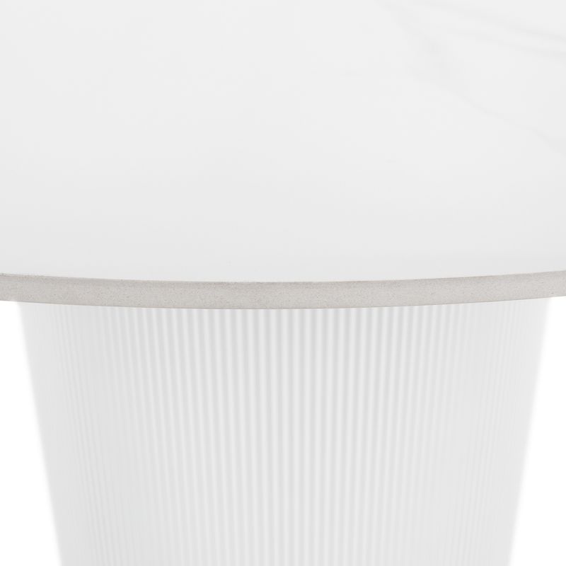 Jedálenský stôl, okrúhly 120cm, kameň, biely mramor, MAHIR TYP 1