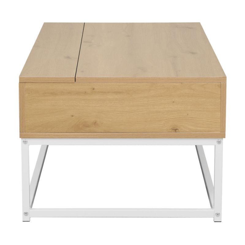 Konferenčný stolík, 100x55cm, dub, biely, LIVINA