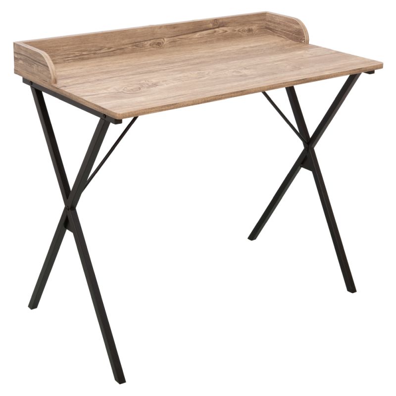 PC stôl, 90x50cm, dub, čierny, OFIS