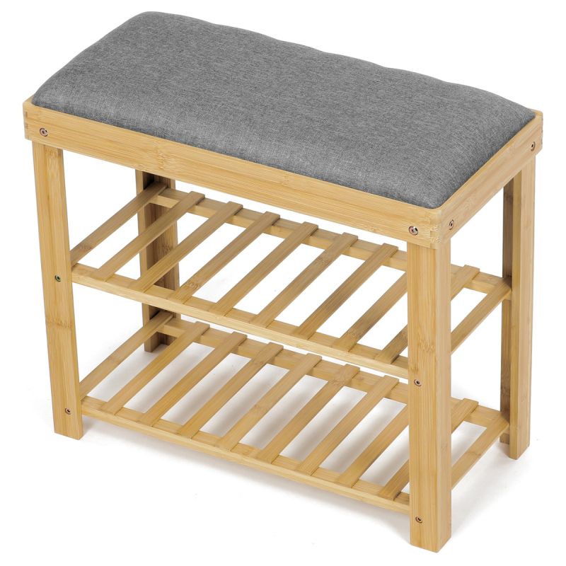 Botník, 60cm, bambus, prírodný, látka, DR-N1010 GREY2