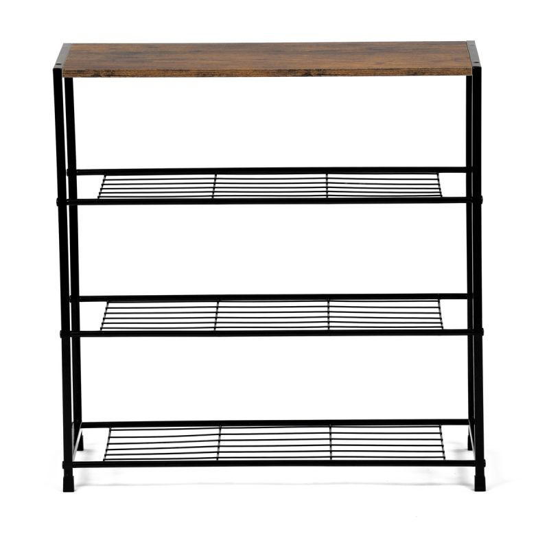 Botník, 63cm, kov, čierny, MDF, staré drevo, GD-414 OLW