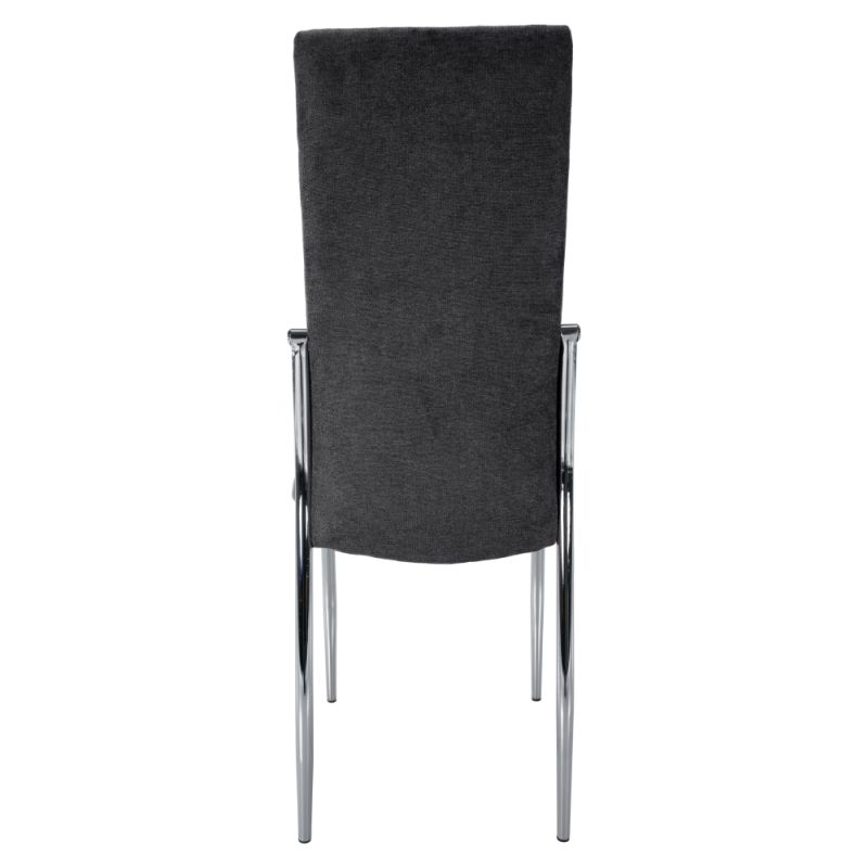 Stolička jedálenská, tmavosivá látka, nohy kov chróm, ADORA 2 NEW