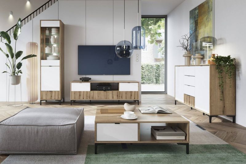 Konferenčný stolík, 100x67cm, dub coast evoke, biely, RICKO RIKT01