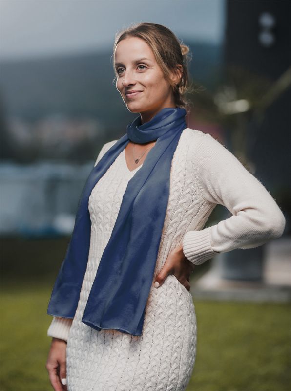 Hodvábny šál ANTRACITOVÝ, Vyrobený na Slovensku, 175 x 45cm