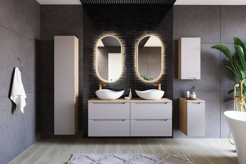 Skrinka do kúpeľne, 35cm, dub olejovovaný, béžová, OCEAN BEIGE 83-35-1DQ