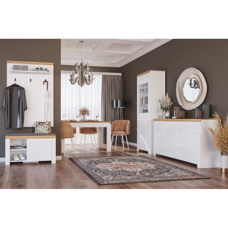 Botník, 93cm, biely, dub wotan, VILGO 1D