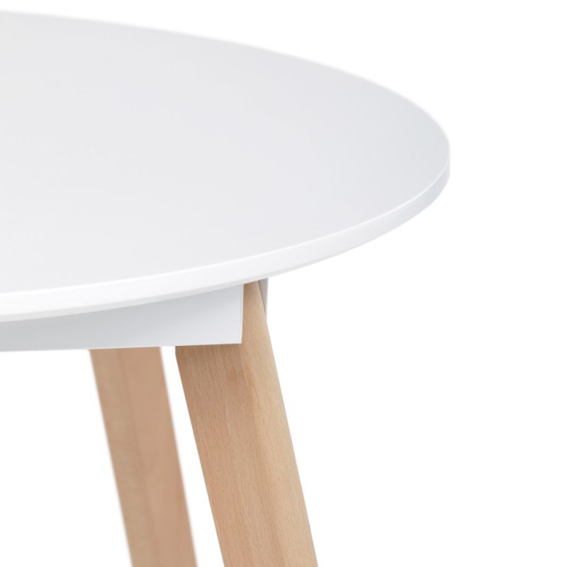 Jedálenský stôl, okrúhly, 80cm, MDF, biela, DT-316 WT