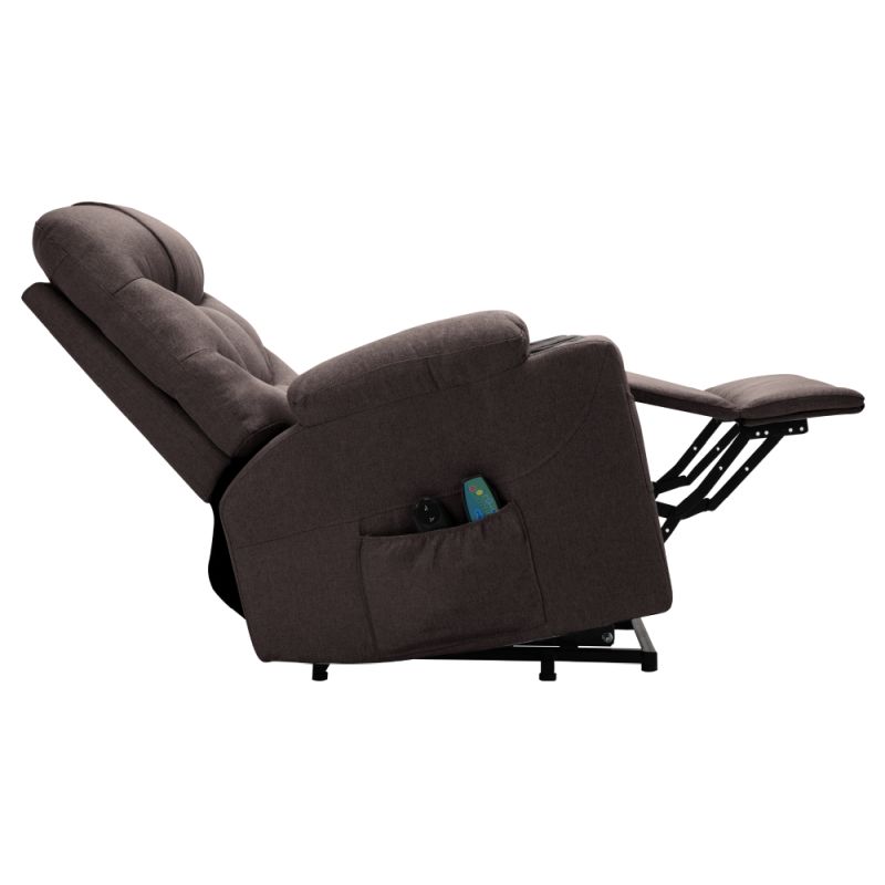 Masážne, polohovacie kreslo, hnedá látka, HUDSON