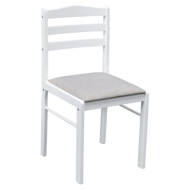 Jedálenský set 1+4, 110x70cm, MDF, biely, látka béžovosivá, SOMIN