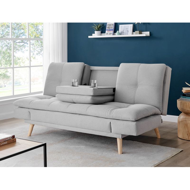 Trojmiestna pohovka, rozkladacia, sivá, látka, ASB-4720 SIL2