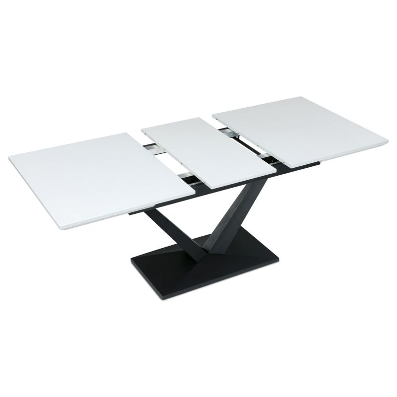 Jedálenský stôl 140-180x85cm, rozkladací, MDF, kov, biely, HT-W1630 WT