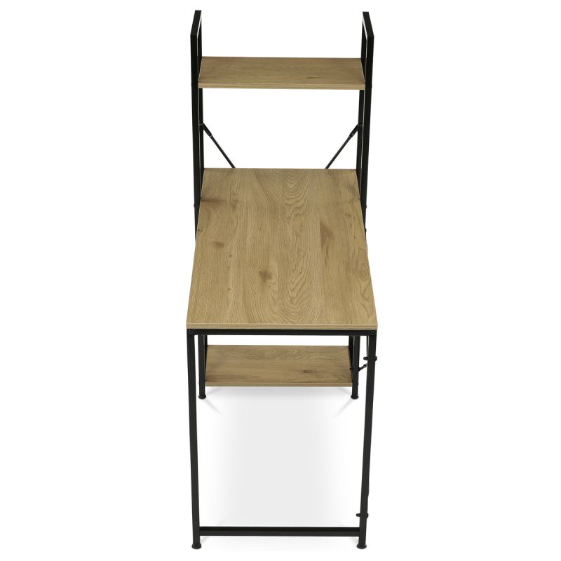 Pracovný stôl, s regálom, 100x48cm, MDF, dub, GD-512 OAK