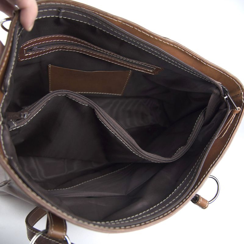 Módna kožená kabelka 8602 ručne tamponovaná a tieňovaná v cigaro farbe