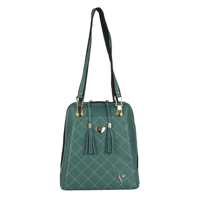 Luxusný kožený ruksak z pravej hovädzej kože č.8668 v zelenej farbe