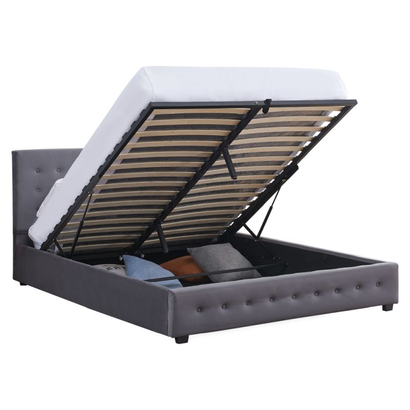 Manželská posteľ, 160x200, s roštom, sivá, MINDY