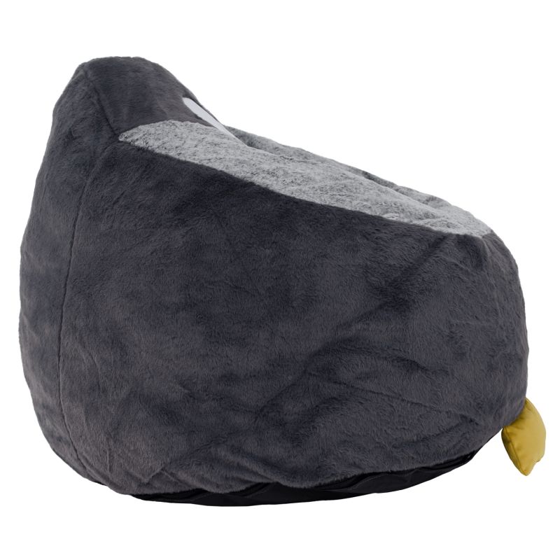 Sedací vak, 74cm, tučniak, sivá látka, PINGO