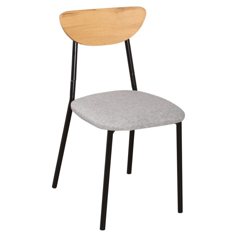 Jedálenský set 1+4, 110x70cm, MDF, dub svetlý, látka sivá, MADIO