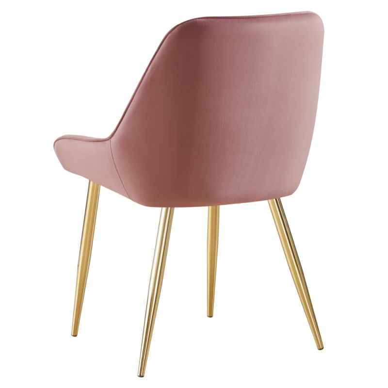 Jedálenská stolička, ružová Velvet látka, nohy gold chróm zlatý, PERLIA