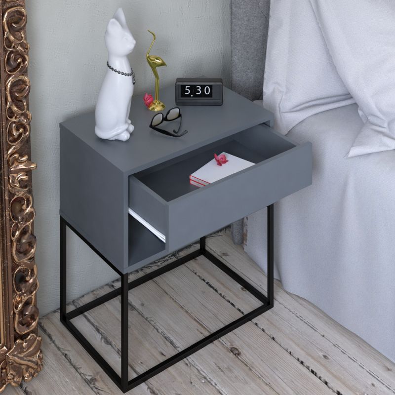 Nočný, príručný stolík, 60cm, grafit, čierny, ARTI TYP 2