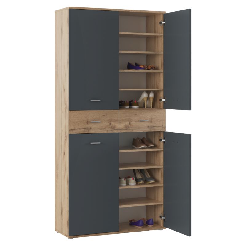 Botníková skriňa, regál, 90cm, grafit, dub wotan, VILOT