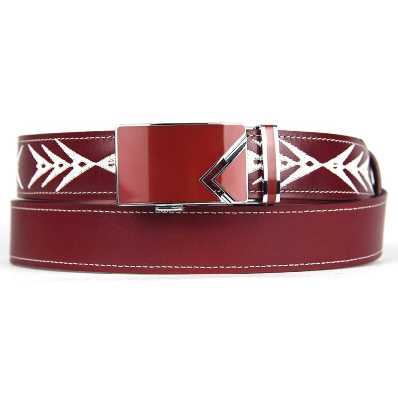 Kožený opasok s výšivkou, automatická pracka, 137cm, Limitovaná edícia 06