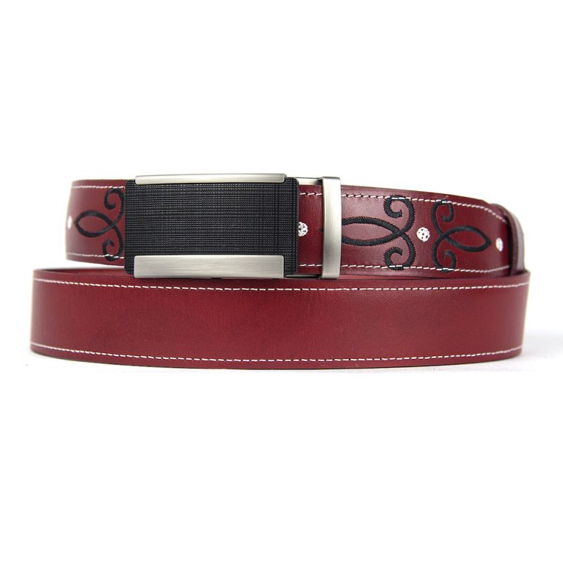 Kožený opasok s výšivkou, automatická pracka, 140cm, Limitovaná edícia 07