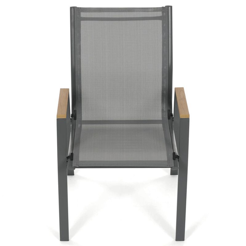 Záhradná stolička, kov, sieťovina, sivá, AZC-S1050 GREY