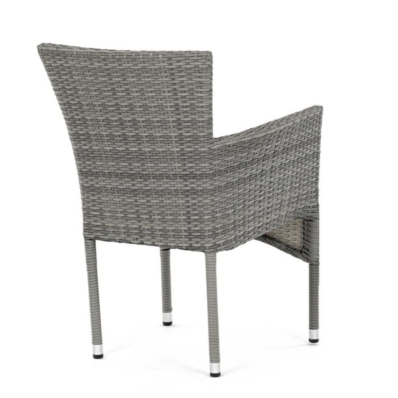 Záhradná stolička, kov, polyratan, sivá, AZC-S2118 GREY