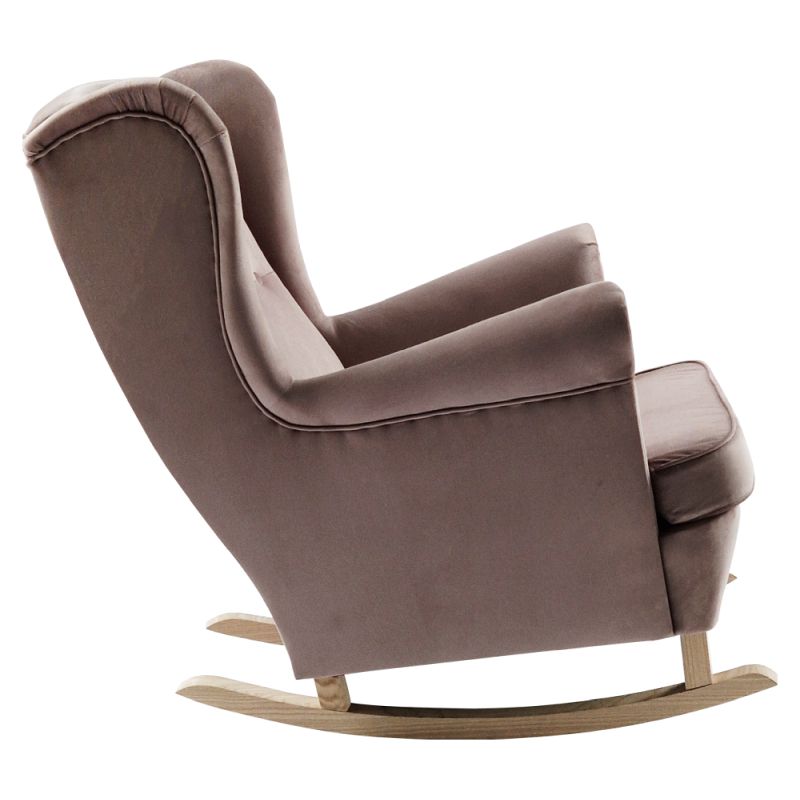 Hojdacie kreslo, ušiak, drevo buk, ružová látka, TEJA