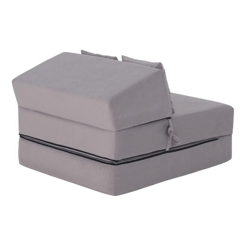 Skladací matrac/kreslo, 2v1, svetlosivá, PELOS