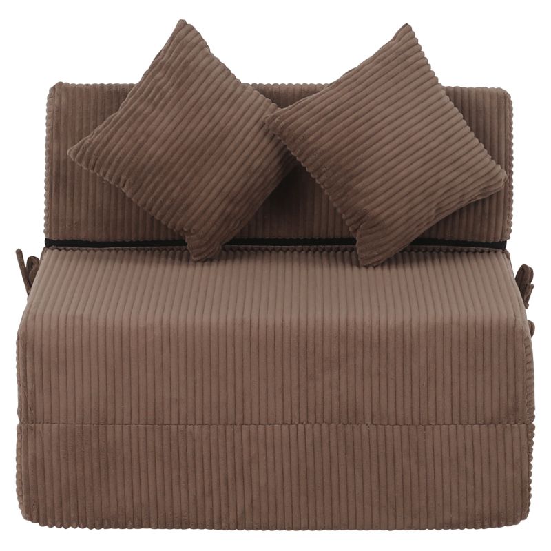 Skladací matrac/kreslo, 2v1, svetlohnedá, PELOS