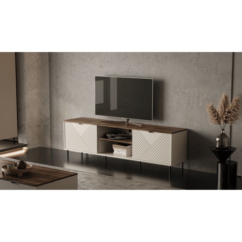 TV stolík, 183cm, kašmír, dub castello, EYCO 2D