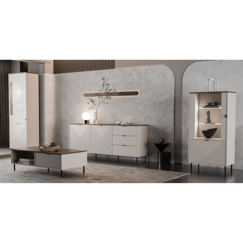 Vitrína, 63cm, kašmír, dub castello, EYCO 1D1W