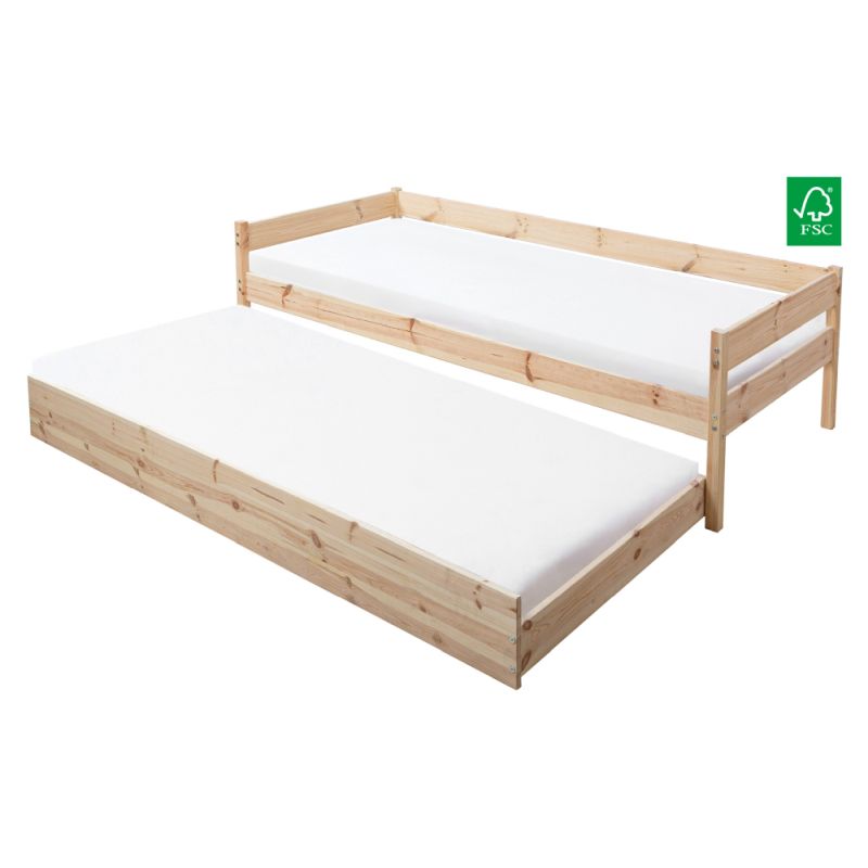 Posteľ, 140x200, s roštom, masív, prírodná, BENY