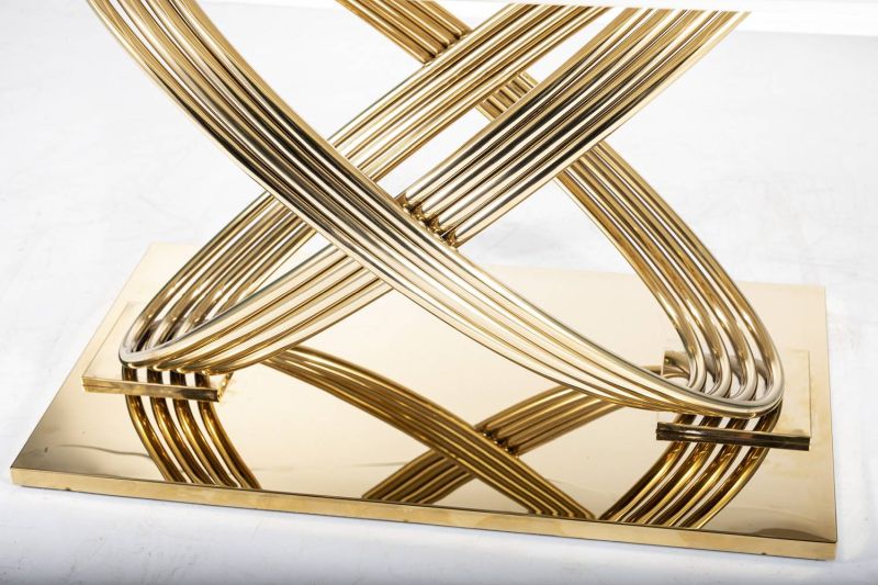 Jedálenský stôl, 160x90cm, keramika, biely, zlatý, Signal, HERMES