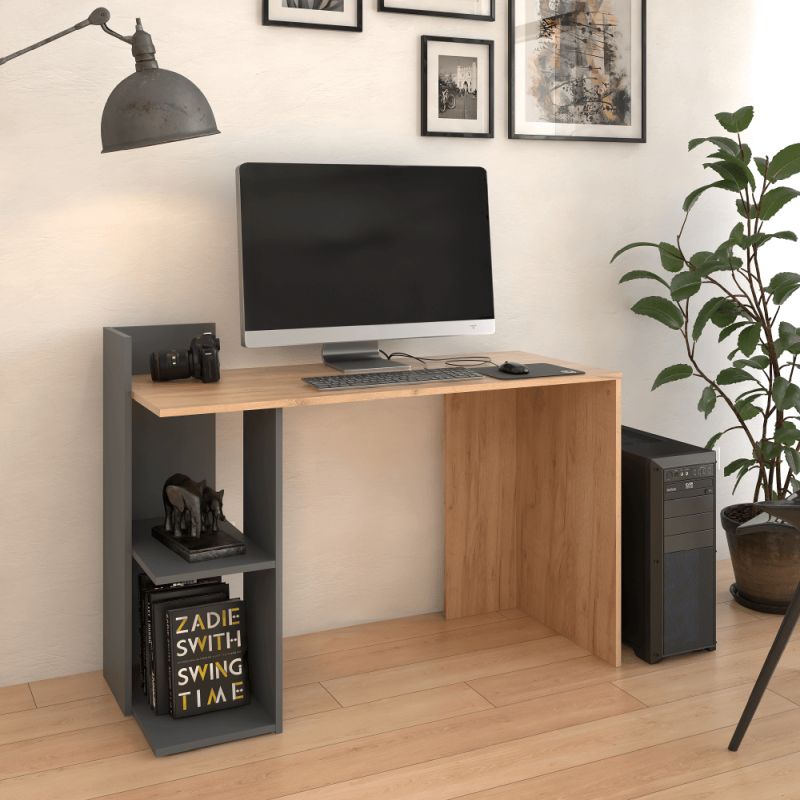 PC stôl, 120x52cm, dub craft zlatý, grafit, ZINO NEW