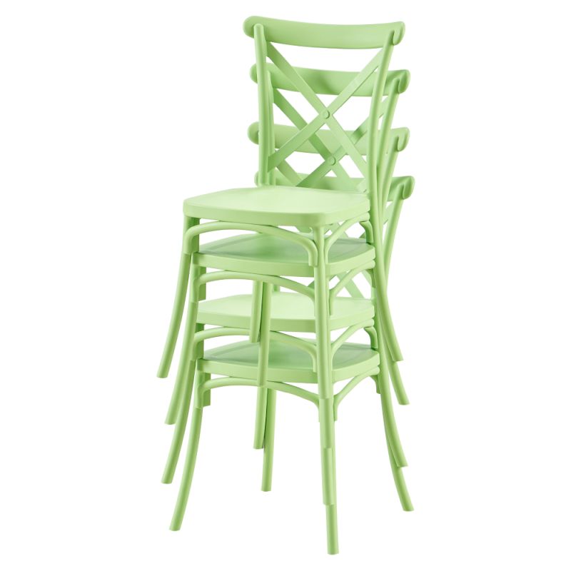 Stohovateľná stolička, zelený plast, SAVITA