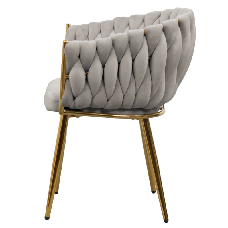 Jedálenské kreslo, sivohnedá Taupe Velvet látka, nohy gold chróm zlatý, DEILA