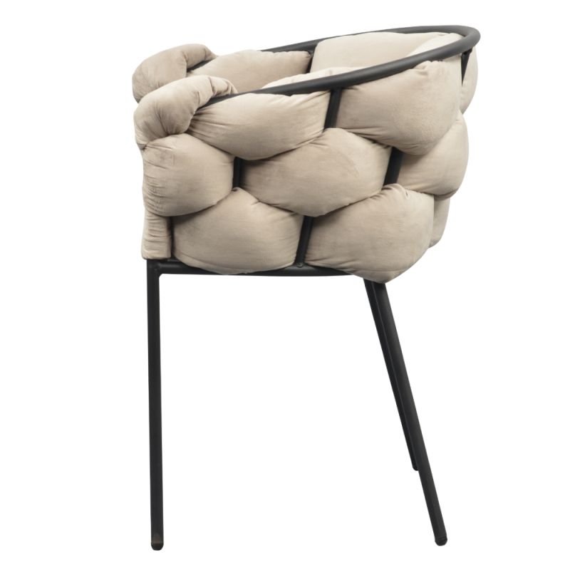 Jedálenské kreslo, sivohnedá Taupe Velvet látka, nohy kov čierny, DOROTA