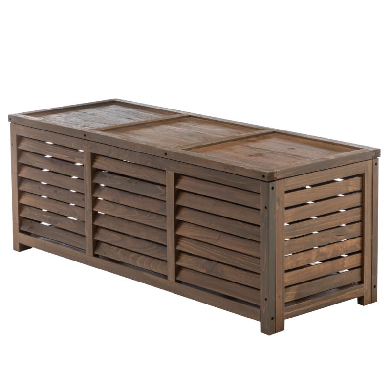 Záhradný úložný box, 121cm, hnedý, drevo, LADAM