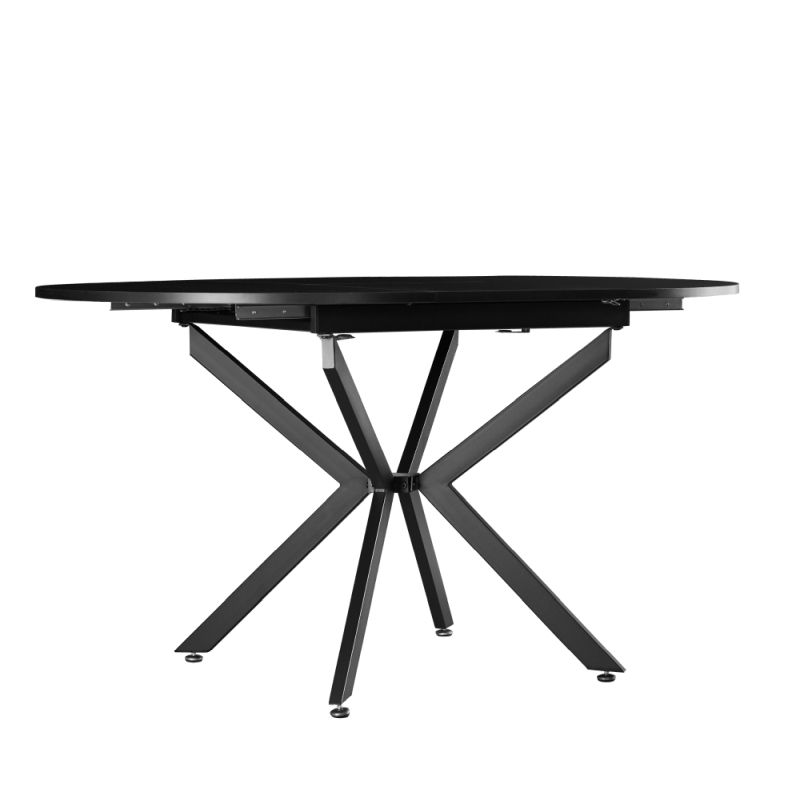 Jedálenský stôl, okrúhly, 100cm, rozkladací, MDF, čierny, ABERO TYP 1