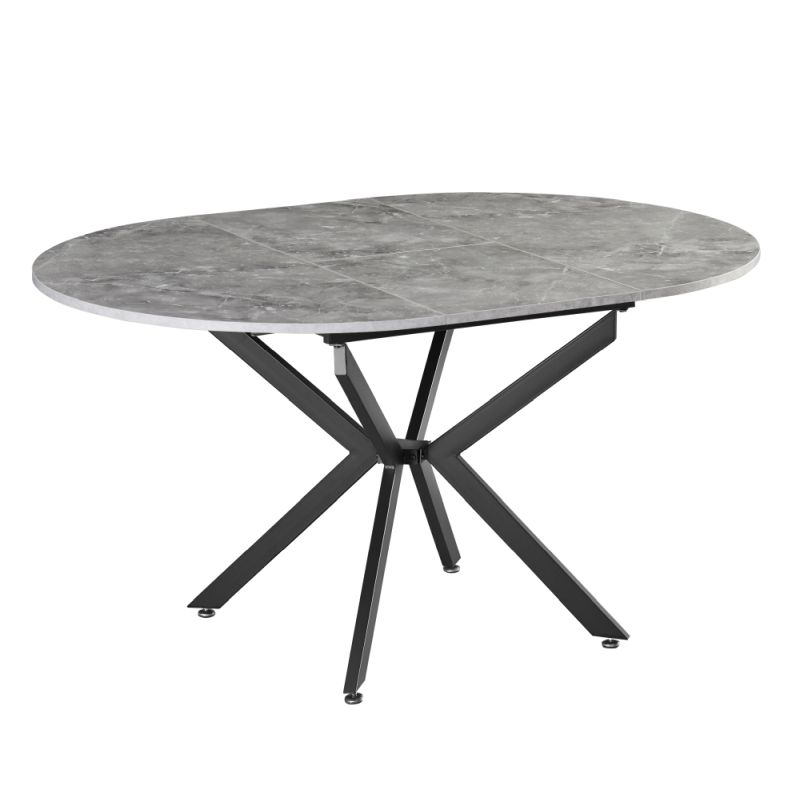 Jedálenský stôl, okrúhly, 100cm, rozkladací, MDF, betón, čierny, ABERO TYP 1