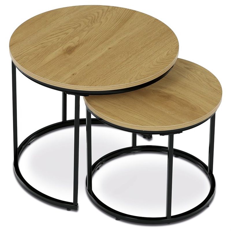 Set 2 ks stolíkov, 53x53cm, MDF, divoký dub, CT-G1145 OAK