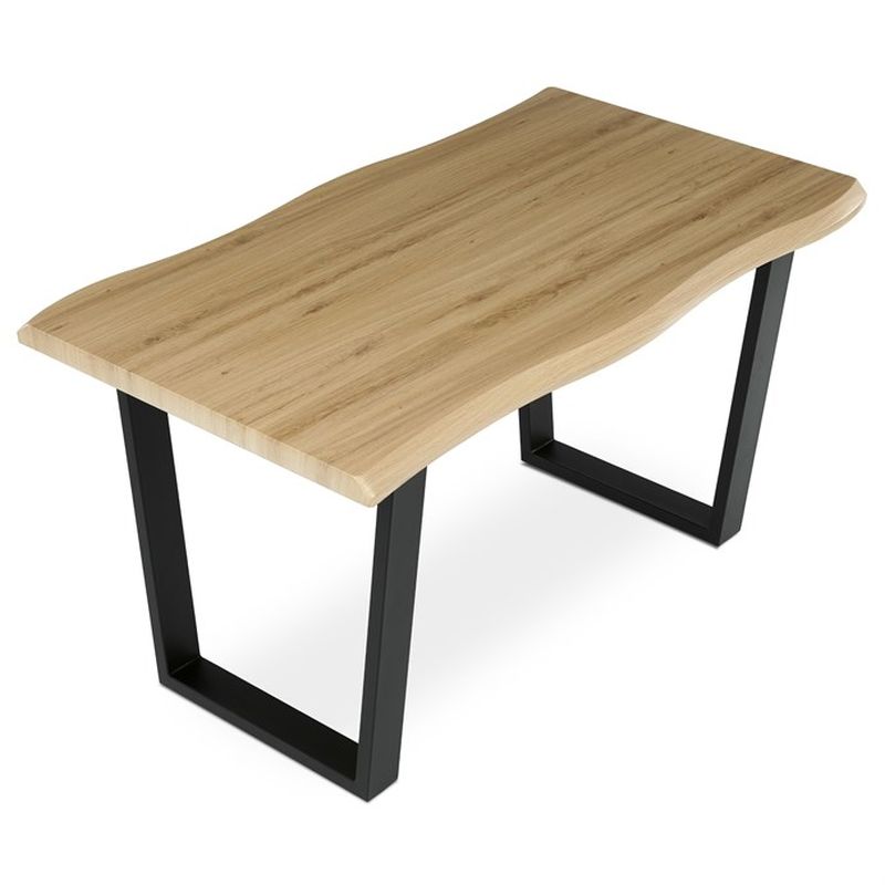 Jedálenský stôl 140x80cm, MDF, kov, divoký dub, HT-F4214 OAK