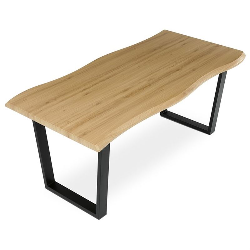 Jedálenský stôl 180x90cm, MDF, kov, divoký dub, HT-F4218 OAK