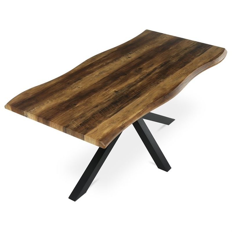 Jedálenský stôl 180x90cm, MDF, kov, staré drevo, HT-F4618 OLW