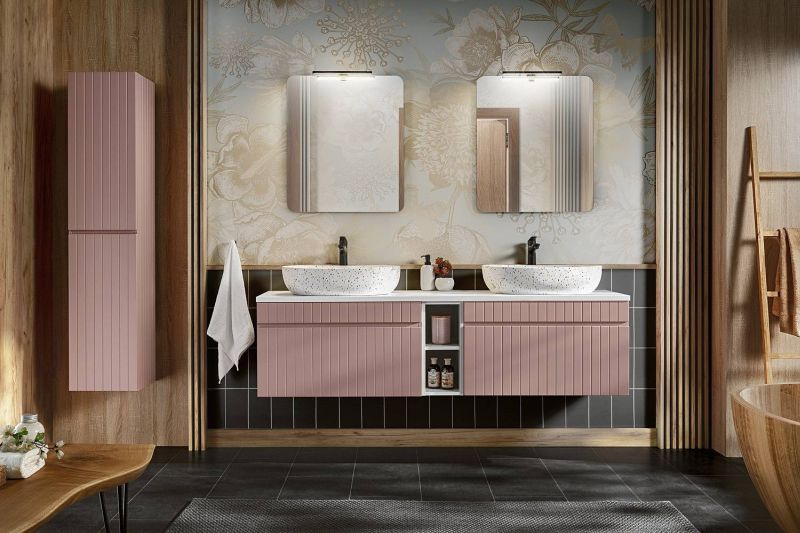 Vysoká skrinka, 35cm, ružová, ICONIC ROSE 80-01-E-2D