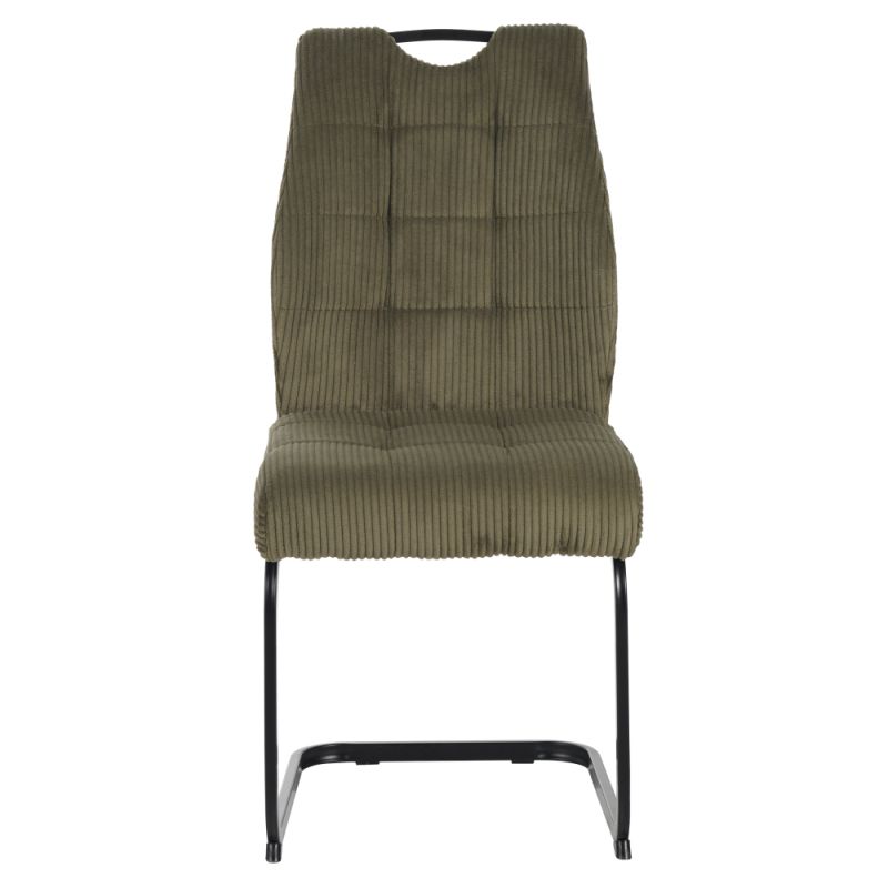 Jedálenská stolička, zelená látka, nohy kov čierny, KELMA