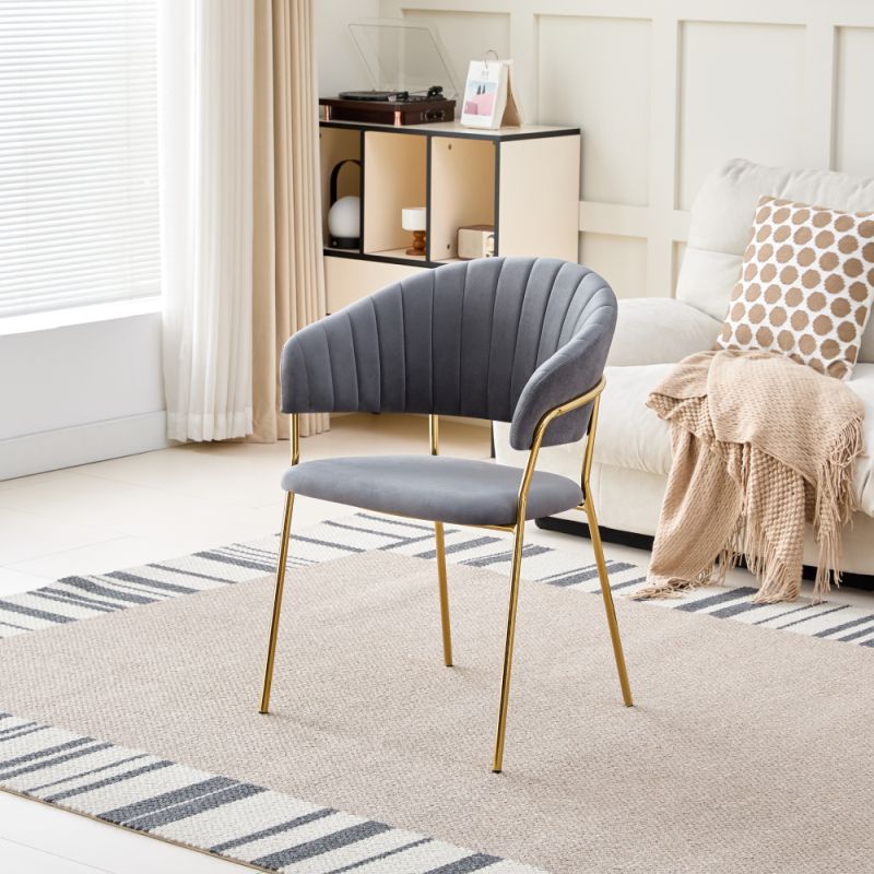 Dizajnové jedálenské kreslo, sivohnedá Velvet látka, nohy gold chróm zlatý, DASMIN TYP 1